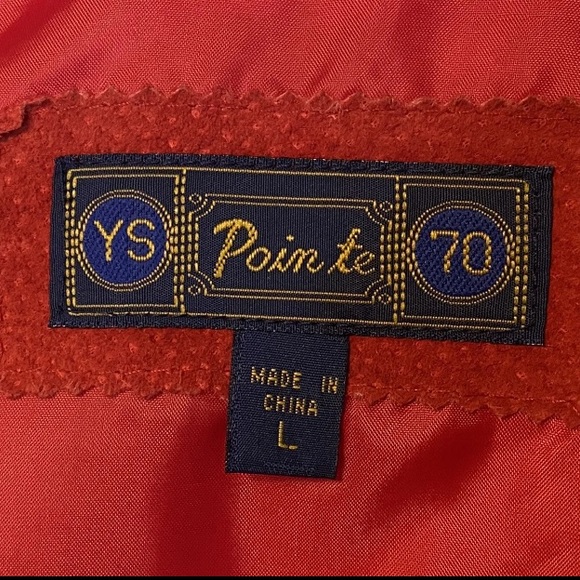 YS Point Le Vintage Red Leather Suede Button Front Tie Back Vest Waistcoat Large - Picture 3 of 6
